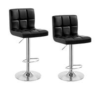WOLTU Tabouret Bar Lot de 2, Chaise Haute de Bar Pivotant à 360° et Réglable en Hauteur, pour Îlot Central Cuisine, Comptoir, Tabourets avec Dossier et Repose-Pieds, en Simili Cuir, Noir
