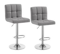 WOLTU Tabouret Bar Lot de 2, Chaise Haute de Bar Pivotant à 360° et Réglable en Hauteur, pour Îlot Central Cuisine, Comptoir, Tabourets avec Dossier et Repose-pieds, en Lin, Gris Clair