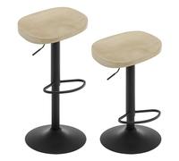 WOLTU Tabouret Bar, Lot de 2, en Bois, Chaise de Bar, Cadre en Métal, Réglable en Hauteur, Pivotant à 360°, avec Repose-Pieds, Industriel, Chêne Clair, BH413hei-2