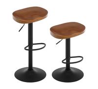 WOLTU Tabouret Bar, Lot de 2, en Bois, Chaise de Bar, Cadre en Métal, Réglable en Hauteur, Pivotant à 360°, avec Repose-Pieds, Industriel, Marron, BH413br-2