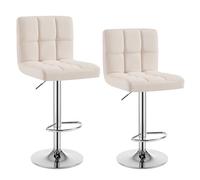 WOLTU Tabouret Bar Lot de 2, Hauteur Réglable, en Lin, Crème