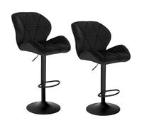 WOLTU Tabouret Bar Lot de 2, Hauteur Réglable, en Velours, Noir | Chaise de bar, Siège pivotant à 360°, avec Dossier et Repose-Pieds, pour Cuisine, Salle à Manger