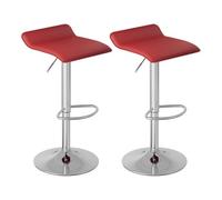 WOLTU Tabouret Bar Lot de 2, Hauteur Réglable, PVC+Métal, Bordeaux+argenté