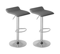 WOLTU Tabouret Bar Lot de 2, Chaise Haute Cuisine, Pivotant à 360°, Hauteur Réglable, pour Bar, Cuisine, Comptoir, Café, PVC+Métal, avec Repose-Pieds, Gris+argenté