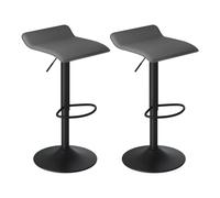 WOLTU Tabouret Bar Lot de 2, Hauteur Réglable, PVC+Métal, Gris+Noir