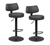 WOLTU Tabouret Bar Lot de 2, avec Dossier, en PU, Anthracite