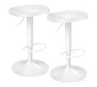 WOLTU Tabouret Bar, Lot de 2, Tabouret de Bar en Bois, Chaise de Bar, Tabouret Haut, Cadre en Métal, Réglable en Hauteur, Pivotant à 360°, avec Repose-Pieds, Industriel, Chêne Clair, Blanc, BH413ws-2