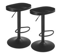 WOLTU Tabouret Bar, Lot de 2, Tabouret de Bar en Bois, Chaise de Bar, Tabouret Haut, Cadre en Métal, Réglable en Hauteur, Pivotant à 360°, avec Repose-Pieds, Industriel, Chêne Clair, Noir, BH413sz-2