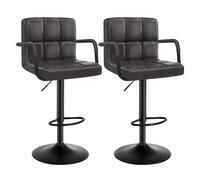 WOLTU Tabouret Bar Lot de 2, Tabourets Rotatifs avec Siège Rembourré et Réglable en Hauteur, en Similicuir Anthracite, Pied en Métal Noir