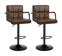 WOLTU Tabouret Bar Lot de 2, Tabourets Rotatifs avec Siège Rembourré et Réglable en Hauteur, en Similicuir Brun Foncé, Pied en Métal Noir