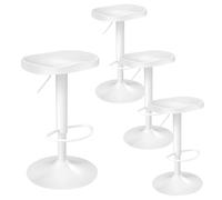 WOLTU Tabouret Bar, Lot de 4, Tabouret de Bar en Bois, Chaise de Bar, Tabouret Haut, Cadre en Métal, Réglable en Hauteur, Pivotant à 360°, avec Repose-Pieds, Industriel, Blanc, BH413ws-2