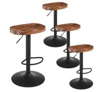 WOLTU Tabouret Bar, Lot de 4, Tabouret de Bar en Bois, Chaise de Bar, Tabouret Haut, Cadre en Métal, Réglable en Hauteur, Pivotant à 360°, avec Repose-Pieds, Industriel, Marron Rustique, BH413vbn-2