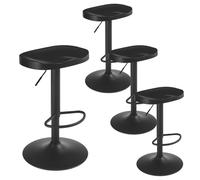 WOLTU Tabouret Bar, Lot de 4, Tabouret de Bar en Bois, Chaise de Bar, Tabouret Haut, Cadre en Métal, Réglable en Hauteur, Pivotant à 360°, avec Repose-Pieds, Industriel, Noir, BH413sz-2