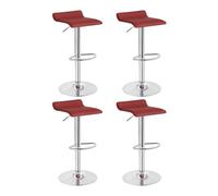 WOLTU Tabouret Bar, Lot de 4 Tabourets Pivotants à 360° et Réglables en Hauteur avec Repose-Pieds, pour Bar, Cuisine, Comptoir, Café, PVC+Métal, Bordeaux + Argenté