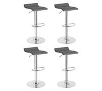 WOLTU Tabouret Bar, Lot de 4 Tabourets Pivotants à 360° et Réglables en Hauteur avec Repose-Pieds, pour Bar, Cuisine, Comptoir, Café, PVC+Métal, Gris + Argenté