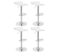 WOLTU Tabouret Bar, Lot de 4 Tabourets Pivotants à 360° et Réglables en Hauteur avec Repose-Pieds, pour Bar, Cuisine, Comptoir, Café, PVC+Métal, Blanc + Argenté