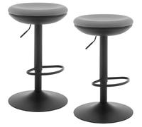 WOLTU Tabouret Bar Rond, Lot de 2, Chaise Haut de Cuisine en Tissu Élastique, Réglable en Hauteur et Pivotant, Gris W0ATT0600-2