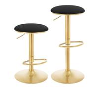WOLTU Tabouret Bar Rond Lot de 2, Hauteur en Réglable, Noir | Chaise de Bar Ergonomique avec Repose-Pieds Métallique, 60-80, 5cm, pour Chambre, Comptoir, Cafétéria