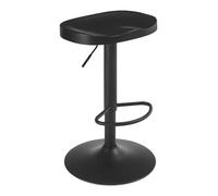 WOLTU Tabouret Bar, Tabouret de Bar en Bois, Chaise de Bar, Tabouret Haut, Cadre en Métal, Réglable en Hauteur, Pivotant à 360°, avec Repose-Pieds, Industriel, Noir, BH413sz-1