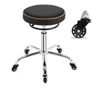 WOLTU Tabouret Bureau, Tabouret roulettes, Siège Rembourré de Mousse à Mémoire de Forme, en PU, Hauteur Réglable, roulettes en Caoutchouc, pour Salon de Massage, Bureau, Clinique, Noir