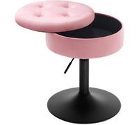 WOLTU Tabouret Coiffeuse avec Rangement, Chaise Travail Pivotante en Velours, Réglable en Hauteur, Rose W0ATT0366-1