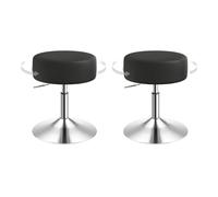 WOLTU Tabouret Coiffeuse Lot de 2, Tabouret de Maquillage, Réglable en Hauteur 44-56cm, Pivotant, Siège Rembourré, Tabouret de Bar Bas Rond pour Salon, Chambre à Coucher, Similicuir, Noir