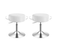 WOLTU Tabouret Coiffeuse Lot de 2, Tabouret de Maquillage, Réglable en Hauteur 44-56cm, Pivotant, Siège Rembourré, Tabouret de Bar Bas Rond pour Salon, Chambre à Coucher, Similicuir, Blanc