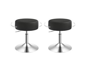 WOLTU Tabouret Coiffeuse Lot de 2, Tabouret de Maquillage, Réglable en Hauteur 44-56cm, Pivotant, Siège Rembourré, Tabouret de Bar Bas Rond pour Salon, Chambre à Coucher, Similicuir, Noir