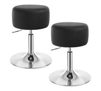 WOLTU Tabouret Coiffeuse Lot de 2, Tabouret de Maquillage, Réglable en Hauteur 54-69cm, Pivotant, Siège Rembourré, Tabouret de Bar Bas Rond pour Salon, Chambre à Coucher, Similicuir, Noir