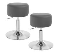 WOLTU Tabouret Coiffeuse Lot de 2, Tabouret de Maquillage, Réglable en Hauteur 54-69cm, Pivotant, Siège Rembourré, Tabouret de Bar Bas Rond pour Salon, Chambre à Coucher, Similicuir, Gris