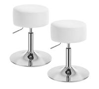 WOLTU Tabouret Coiffeuse Lot de 2, Tabouret de Maquillage, Réglable en Hauteur 54-69cm, Pivotant, Siège Rembourré, Tabouret de Bar Bas Rond pour Salon, Chambre à Coucher, Similicuir, Blanc