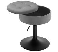 WOLTU Tabouret Coiffeuse, Tabouret Bar Bas, en Velours, Pivotant, Siège Rond avec Rangement Caché, Hauteur Réglable Entre 49,5-65 cm, Gris foncé BH329dgr-1
