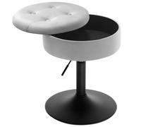 WOLTU Tabouret Coiffeuse, Tabouret Bar Bas, Réglable en Hauteur, en Velours, Pivotant, Siège Rond avec Rangement Caché, Multifonctionnel, Gris Clair, BH329hgr-1