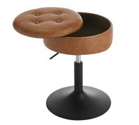 WOLTU Tabouret Coiffeuse, Tabouret Bar Bas, Réglable en Hauteur, en Velours, Pivotant, Siège Rond avec Rangement Caché, Multifonctionnel, Marron, BH439br-1