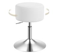 WOLTU Tabouret Coiffeuse, Tabouret de Bar Rond, Réglable en Hauteur, Pivotant, Socle Évasé en Métal, Siège Rembourré, en Velours Côtelé, Blanc, BH409ws-1