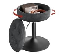 WOLTU Tabouret Coiffeuse, Tabouret de Maquillage avec Rangement, Pivotant, Tabouret Bar Bas Réglable en Hauteur 50-66,5 cm, Siège Rond pour Chambre à Coucher, Salle à Manger, Velours, Anthracite