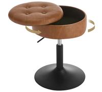 WOLTU Tabouret Coiffeuse, Tabouret de Maquillage avec Rangement, Pivotant, Tabouret Bar Bas Réglable en Hauteur 50-66,5 cm, Siège Rond pour Chambre à Coucher, Salle à Manger, Velours, Marron