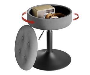 WOLTU Tabouret Coiffeuse, Tabouret de Maquillage avec Rangement, Pivotant, Tabouret Bar Bas Réglable en Hauteur 50-66,5 cm, Siège Rond pour Chambre à Coucher, Salle à Manger, Velours, Gris foncé