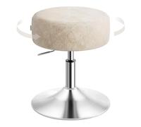 WOLTU Tabouret Coiffeuse, Tabouret de Maquillage, Réglable en Hauteur 44-56cm, Pivotant, Siège Rembourré, Tabouret de Bar Bas Rond pour Salon, Chambre à Coucher, Velours, Kaki, MB6135kk