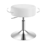 WOLTU Tabouret Coiffeuse, Tabouret de Maquillage, Réglable en Hauteur 44-56cm, Pivotant, Siège Rembourré, Tabouret de Bar Bas Rond pour Salon, Chambre à Coucher, Similicuir, Blanc