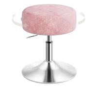 WOLTU Tabouret Coiffeuse, Tabouret de Maquillage, Réglable en Hauteur 44-56cm, Pivotant, Siège Rembourré, Tabouret de Bar Bas Rond pour Salon, Chambre à Coucher, Velours, Rose, MB6135rs