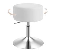 WOLTU Tabouret Coiffeuse, Tabouret de Maquillage, Réglable en Hauteur 54-69cm, Pivotant, Siège Rembourré, Tabouret de Bar Bas Rond pour Salon, Chambre à Coucher, Similicuir, Blanc, BH14ws-1