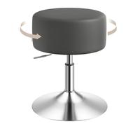 WOLTU Tabouret Coiffeuse, Tabouret de Maquillage, Réglable en Hauteur 54-69cm, Pivotant, Siège Rembourré, Tabouret de Bar Bas Rond pour Salon, Chambre à Coucher, Similicuir, Gris, BH14gr-1