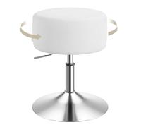 WOLTU Tabouret Coiffeuse, Tabouret de Maquillage, Réglable en Hauteur 54-69cm, Pivotant, Siège Rembourré, Tabouret de Bar Bas Rond pour Salon, Chambre à Coucher, Velours Côtelé, Blanc, BH409ws-1
