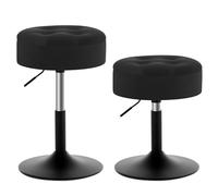 WOLTU Tabouret Coiffeuse x2, Tabouret de Maquillage avec Rangement, Pivotant, Tabouret Bar Bas Réglable en Hauteur 50-66,5 cm, Siège Rond pour Chambre à Coucher, Salle à Manger, Velours, Noir