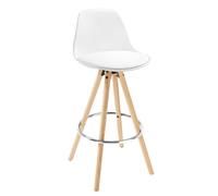 WOLTU Tabouret de Bar, avec Dossier, en PU, Blanc | Chaise de bar avec Repose-Pied, pour ilot central cuisine, Salon, Salle à Manger