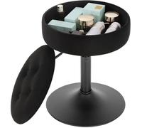 WOLTU Tabouret Coiffeuse, Tabouret Bar Bas, en Velours, Pivotant, Siège Rond avec Rangement Caché, Hauteur Réglable Entre 49,5-65 cm, Noir BH329sz-1
