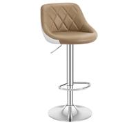 WOLTU Tabouret de Bar, Chaise de Bar Haute Cuisine, Réglable en Hauteur, Siège pivotant à 360° Confortable, avec Dossier et Repose-Pieds, pour Cuisine, Salle à Manger, en Similicuir, Kaki