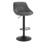 WOLTU Tabouret de Bar, Chaise de Bar Haute Cuisine, Réglable en Hauteur, Siège pivotant à 360° Confortable, avec Dossier et Repose-Pieds, pour Cuisine, Salle à Manger, en Velours, Gris Foncé