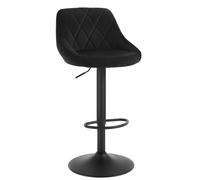 WOLTU Tabouret de Bar, Chaise de Bar Haute Cuisine, Réglable en Hauteur, Siège pivotant à 360° Confortable, avec Dossier et Repose-Pieds, pour Cuisine, Salle à Manger, en Velours, Noir